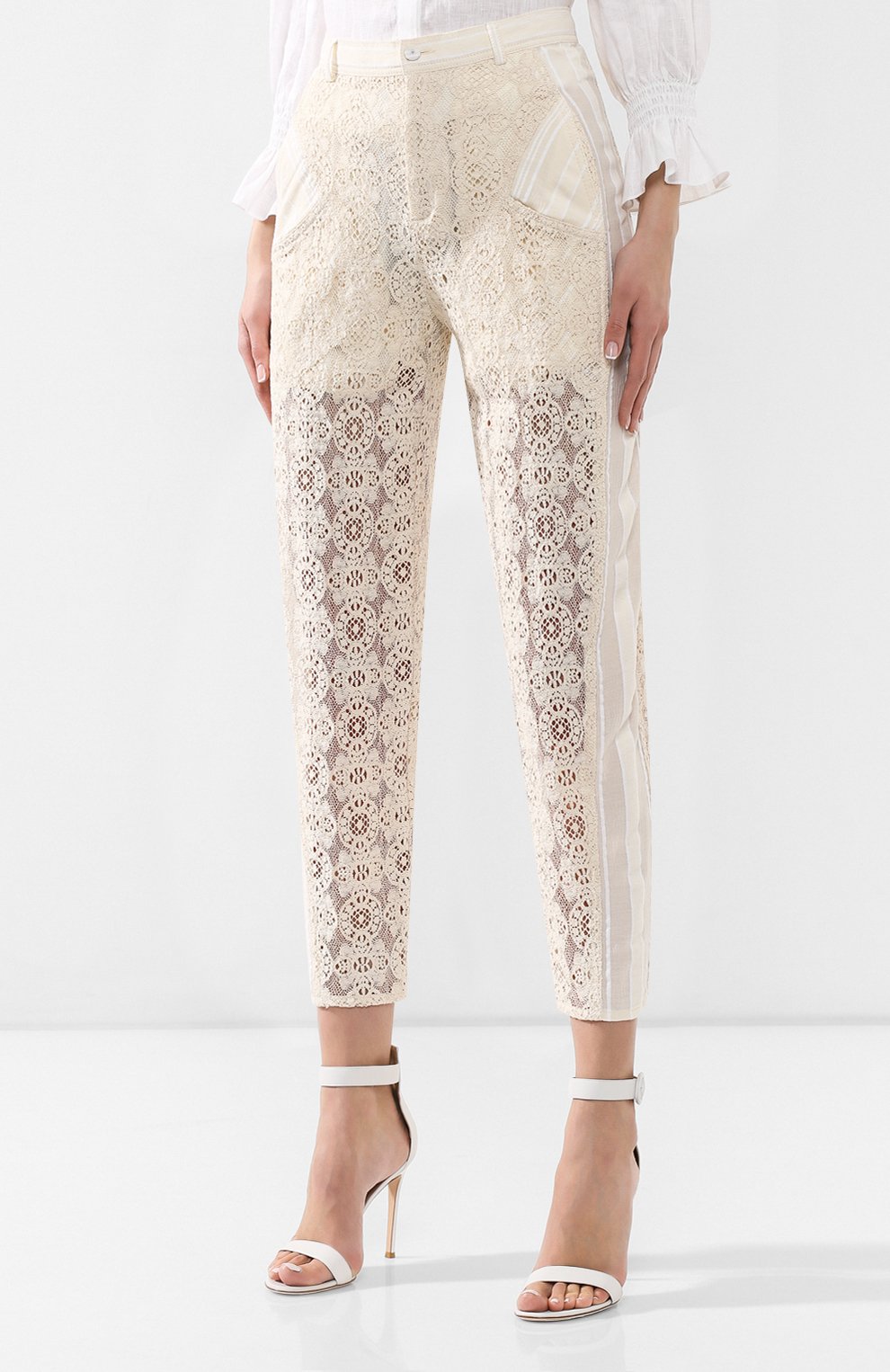 Хлопковые брюки PHILOSOPHY DI LORENZO SERAFINI белого цвета по цене 79200 руб., арт. A0328/2120, фото 3 Хлопковые брюки PHILOSOPHY DI LORENZO SERAFINI, арт. A0328/2120, фото 3