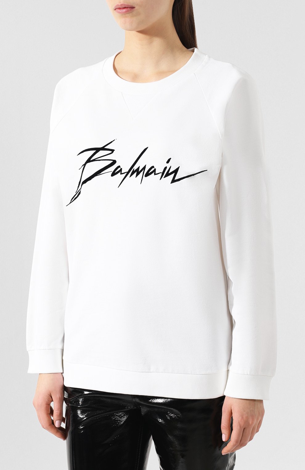 Хлопковый пуловер BALMAIN белого цвета по цене 58550 руб., арт. RF13736/I044, фото 3 Хлопковый пуловер BALMAIN, арт. RF13736/I044, фото 3