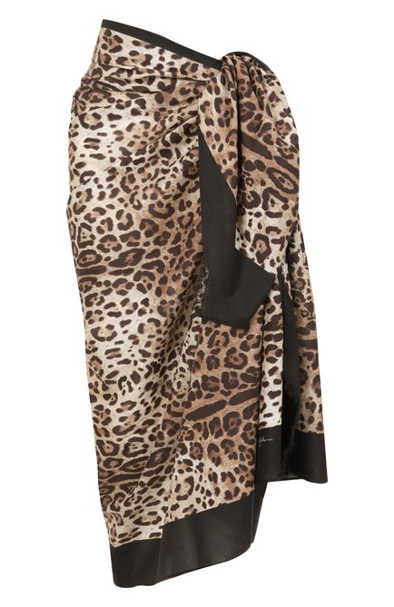 Женское хлопковое парео DOLCE & GABBANA леопардового цвета, арт. 04A01J/0N05D | Фото 1 (Нос: Не проставлено; Автоматизация состава: Проставлено; Материал внешний: Хлопок)