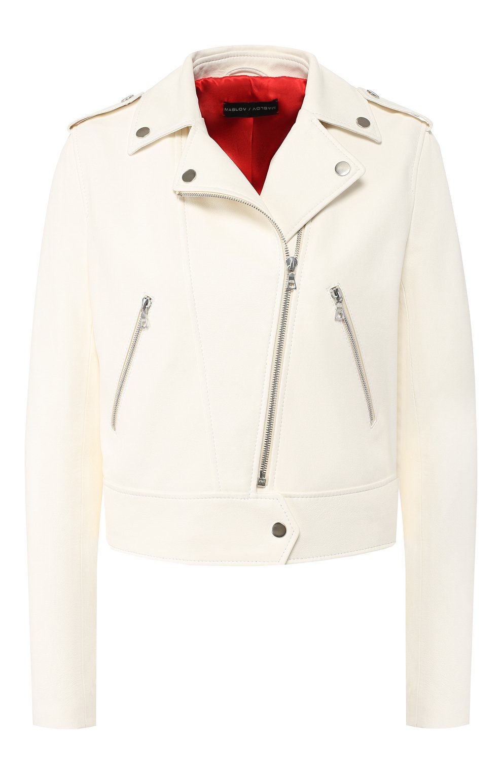 Кожаная куртка MASLOV белого цвета по цене 66000 руб., арт. K04, фото 1 Кожаная куртка MASLOV, арт. K04, фото 1