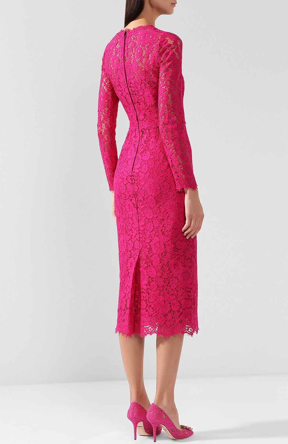 Кружевное платье-миди с круглым вырезом DOLCE & GABBANA, арт. F69Q7T/HLMHW, фото 4