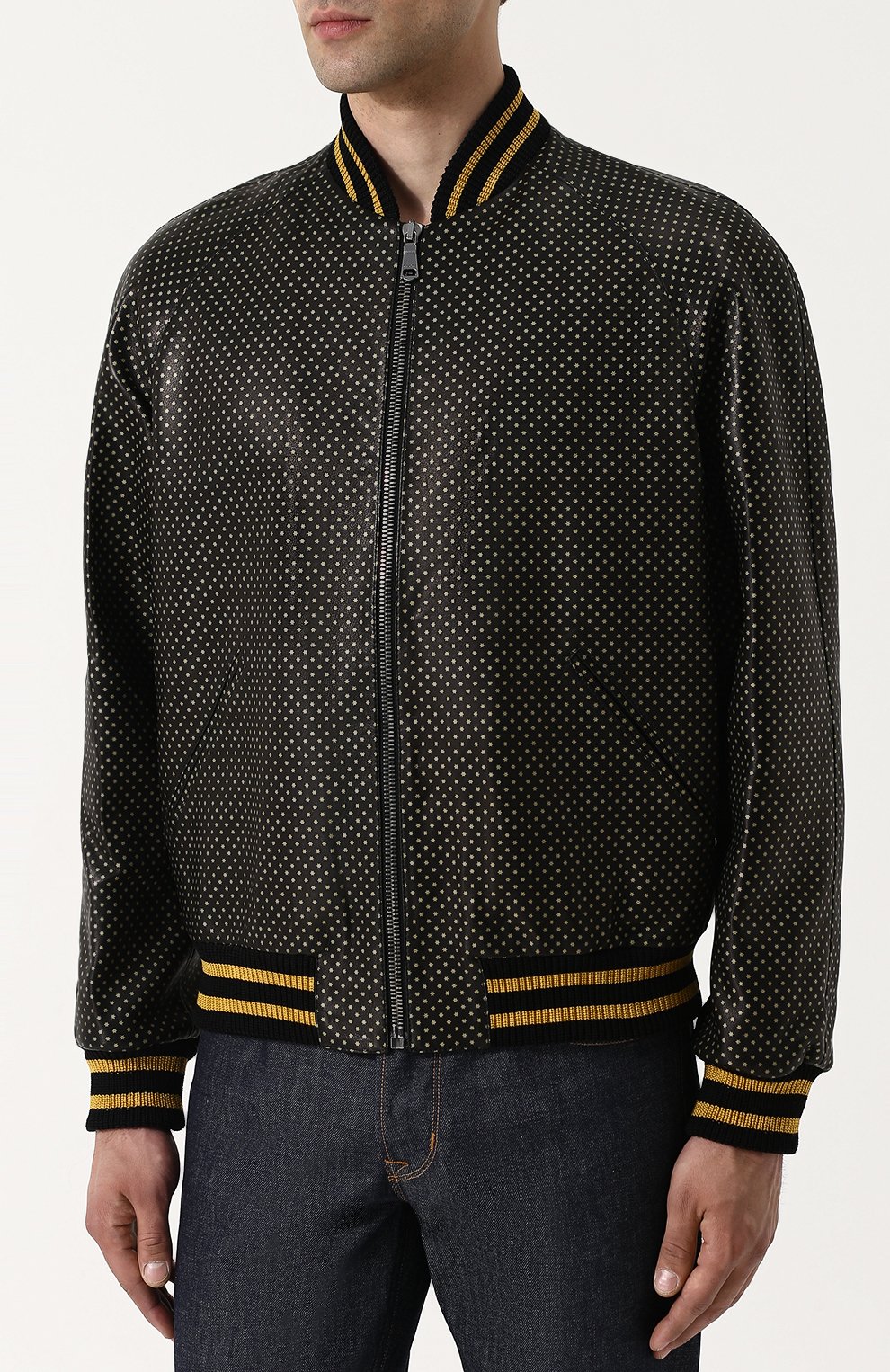 Кожаный бомбер на молнии с принтом GUCCI, арт. 519556/XG641, фото 3