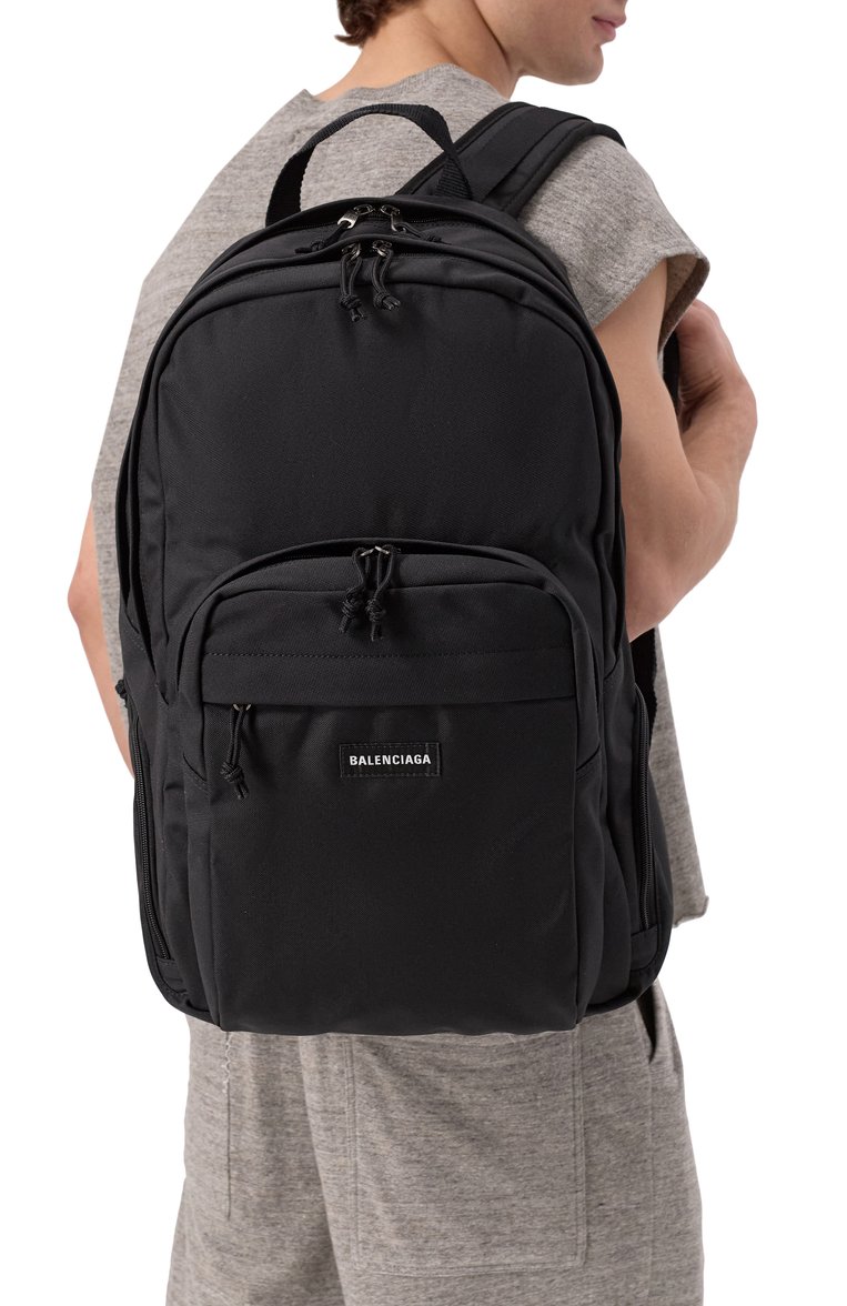 Мужской рюкзак explorer BALENCIAGA черного цвета, арт. 827476/2ABPK | Фото 2 (Сумки-технические: Рюкзаки - большие; Размер: large; Материал: Текстиль; Ремень/цепочка: На ремешке; Автоматизация состава: Проставлено; Автоматизация ТО: Проставлено; Стили: Кэжуэл)