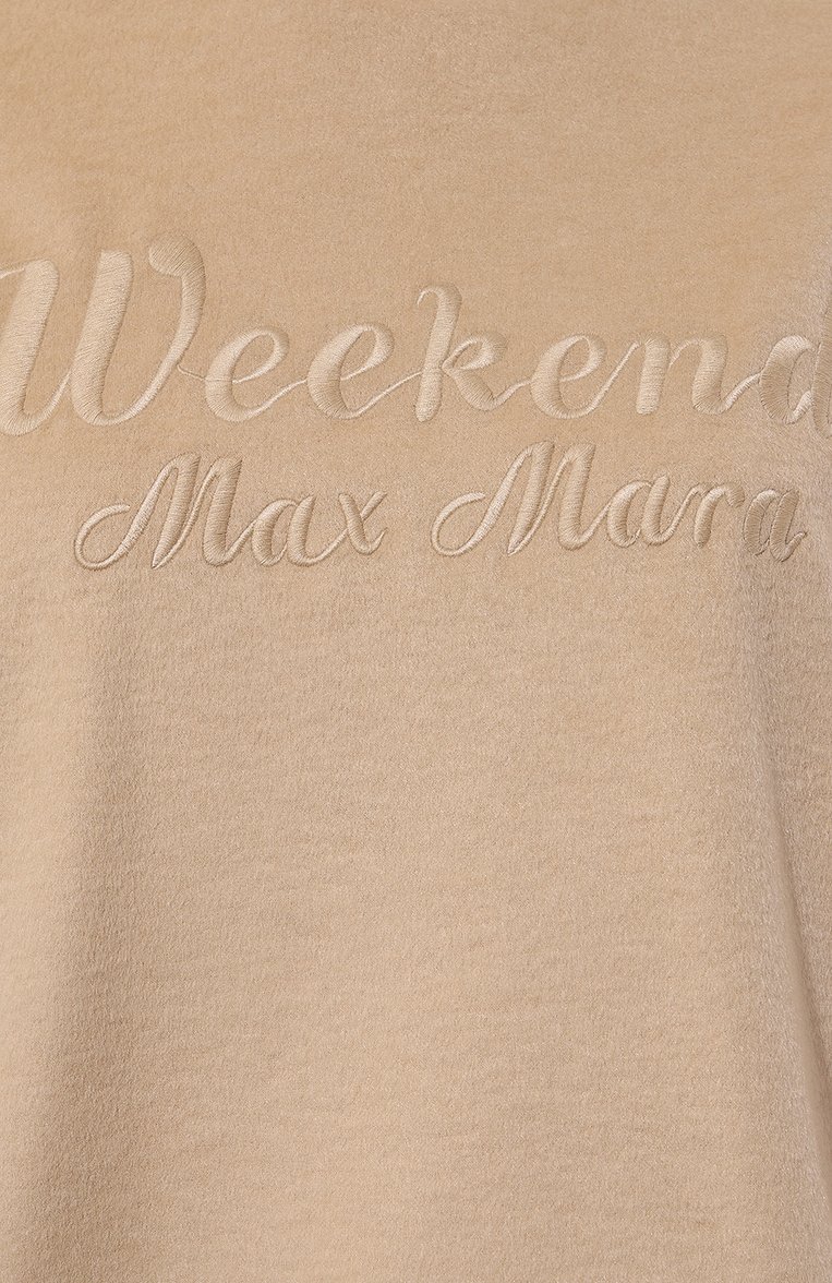 Женский свитшот WEEKEND MAX MARA светло-бежевого цвета, арт. LAGHI | Фото 5 (Длина (для топов): Стандартные; Материал сплава: Проставлено; Рукава: Длинные; Драгоценные камни: Проставлено; Женское Кросс-КТ: Свитшот-одежда; Стили: Кэжуэл; Re-sync: On)