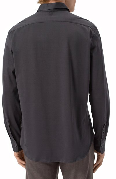 Хлопковая рубашка CANALI темно-серого цвета по цене 33600 руб., арт. CSL7077/GN02310, фото 4 Хлопковая рубашка CANALI, арт. CSL7077/GN02310, фото 4