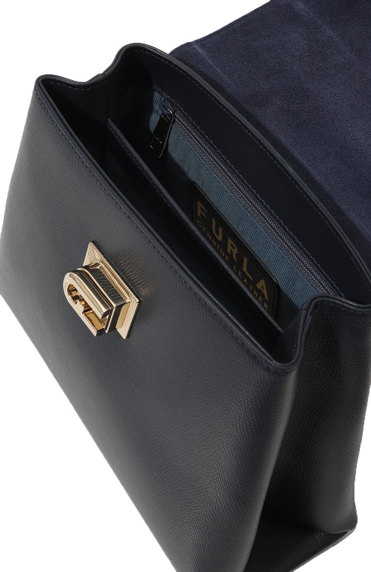 Женская сумка furla 1927 FURLA темно-синего цвета, арт. BAKPACO/ARE000 | Фото 5 (Ремень/цепочка: На ремешке; Материал: Натуральная кожа; Размер: small; Сумки-технические: Сумки top-handle)