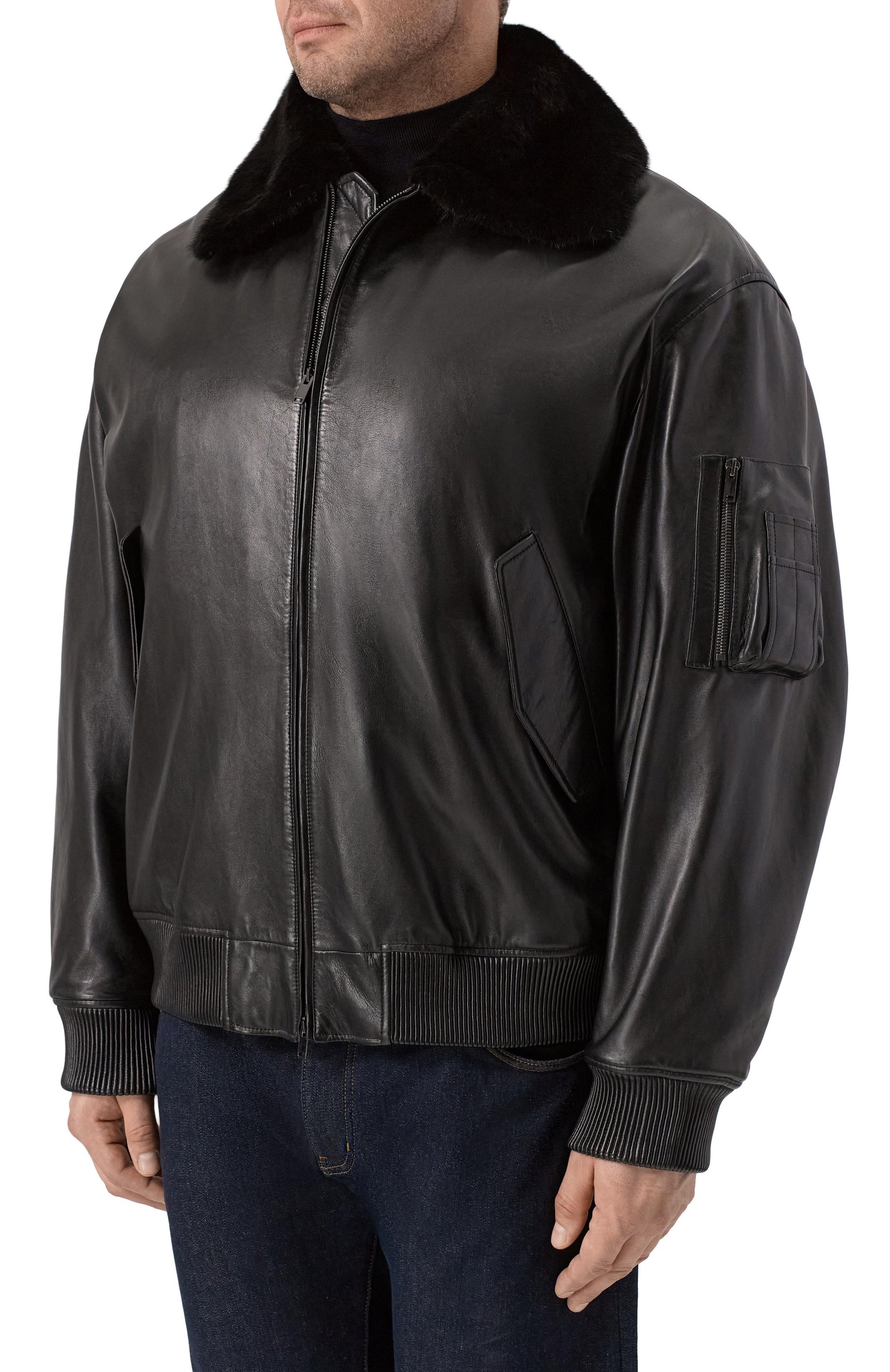 Кожаный бомбер с подкладкой из норки MVST, арт. M25.1PM.0004/BIG SIZE/PL0NGE, фото 3