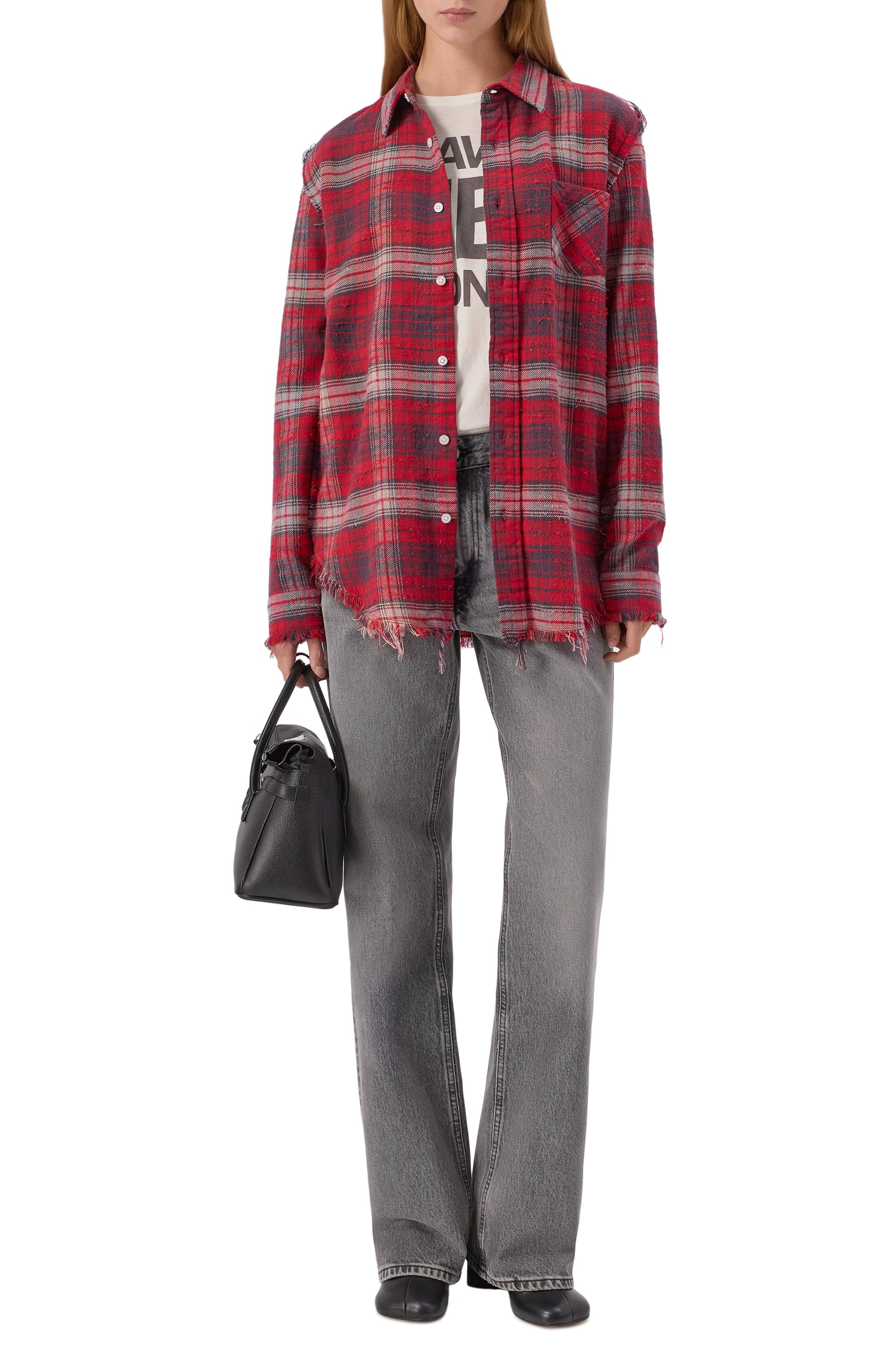 Хлопковая рубашка R13 красного цвета по цене 83700 руб., арт. R13WR008-R604B, фото 2 Хлопковая рубашка R13, арт. R13WR008-R604B, фото 2