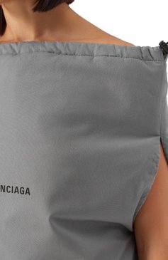 Женский хлопковый топ BALENCIAGA серого цвета, арт. 809439/TRM13 | Фото 5 (Драгоценные камни: Проставлено; Материал сплава: Проставлено; Длина (для топов): Стандартные; Рукава: Без рукавов; Стили: Гранж; Материал внешний: Хлопок)