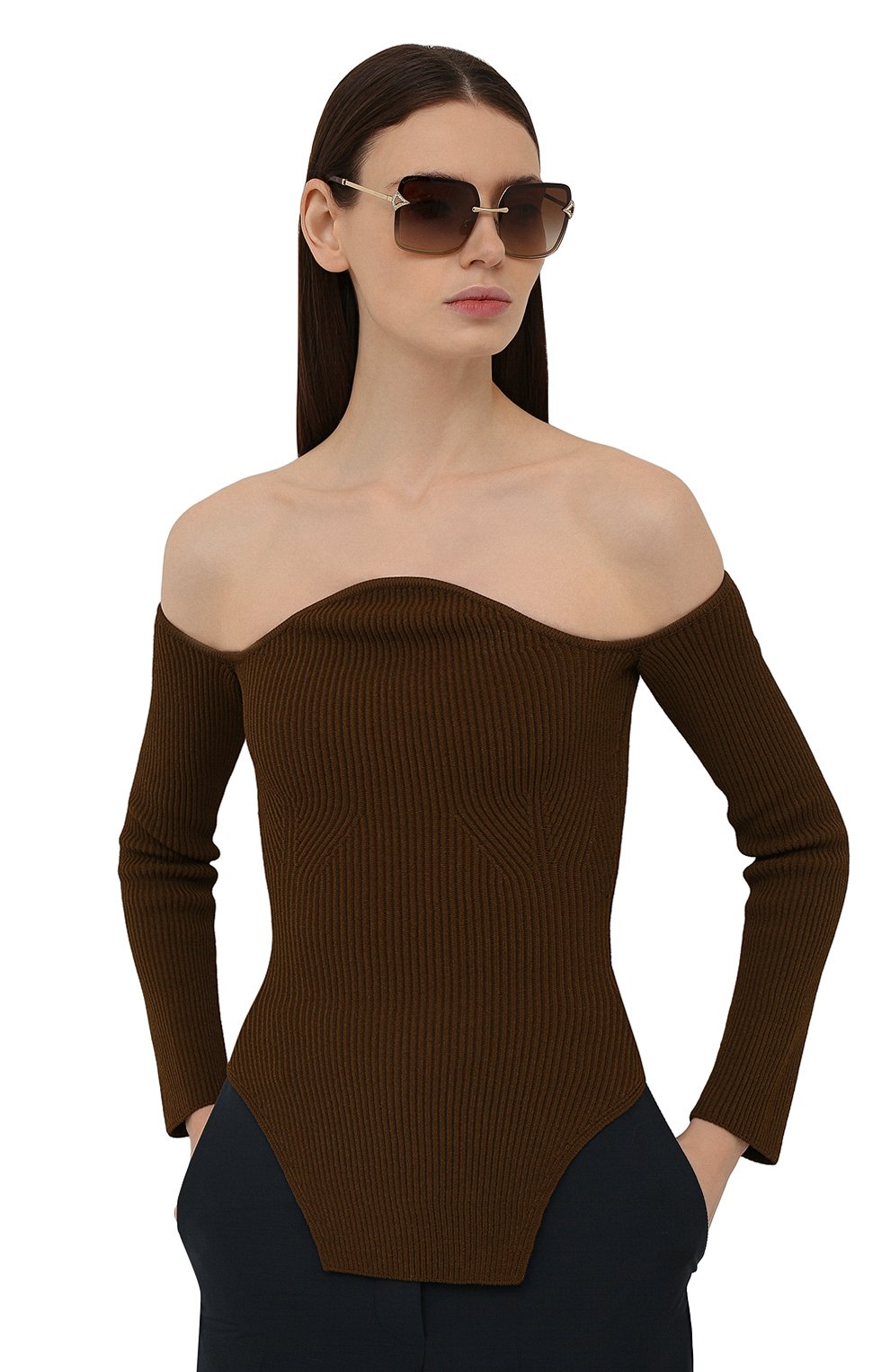 Солнцезащитные очки BVLGARI коричневого цвета по цене 42200 руб., арт. 6167B-278/13, фото 2 Солнцезащитные очки BVLGARI, арт. 6167B-278/13, фото 2