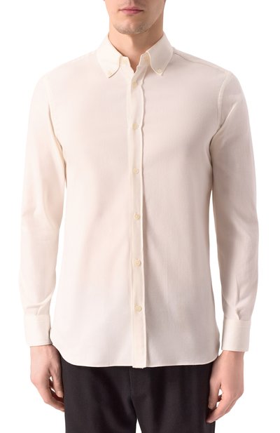 Хлопковая рубашка ZEGNA кремового цвета по цене 73300 руб., арт. SRB4/UEX35A8, фото 3 Хлопковая рубашка ZEGNA, арт. SRB4/UEX35A8, фото 3