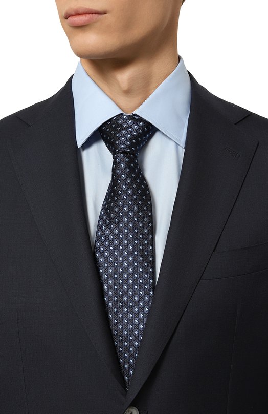 Шелковый галстук Zegna 1P8/Z8D86TA8 Синий  1P8/Z8D86TA8 Фото 2