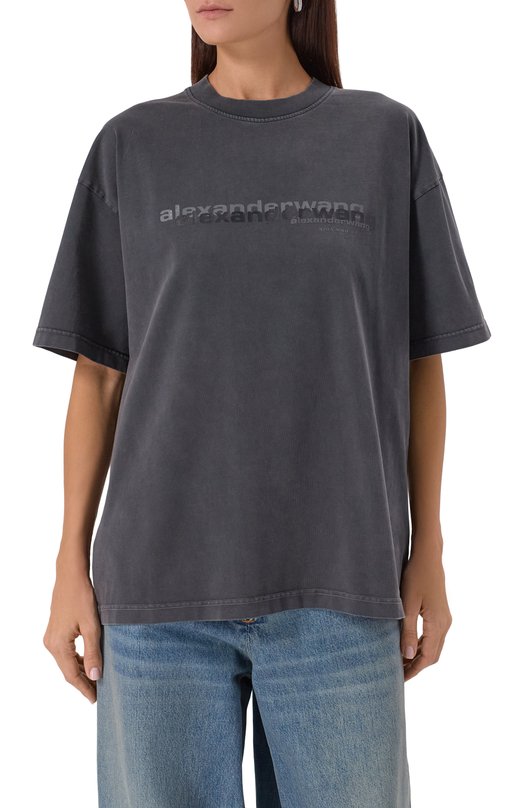 Хлопковая футболка Alexander Wang UCC3251847 Серый  UCC3251847 Фото 3