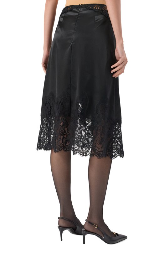 Атласная юбка Dolce & Gabbana F4CF0T/FURAD Чёрный  F4CF0T/FURAD Фото 4