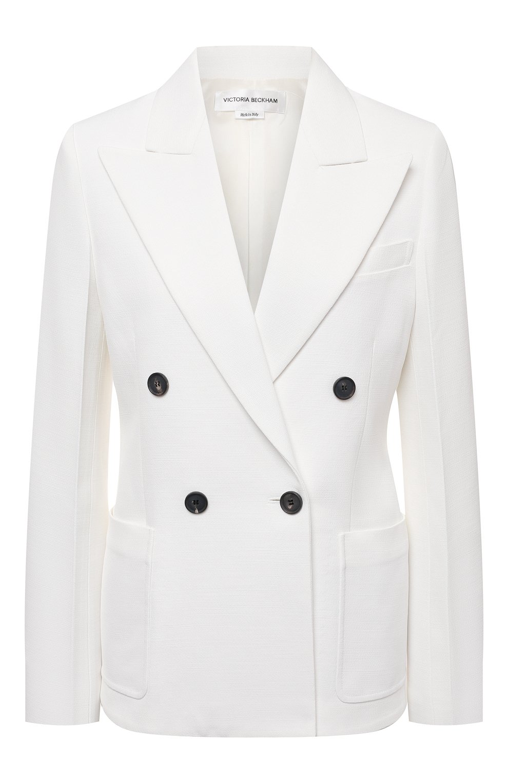 Жакет из вискозы VICTORIA BECKHAM белого цвета по цене 199500 руб., арт. 1221WJK002539D, фото 1 Жакет из вискозы VICTORIA BECKHAM, арт. 1221WJK002539D, фото 1