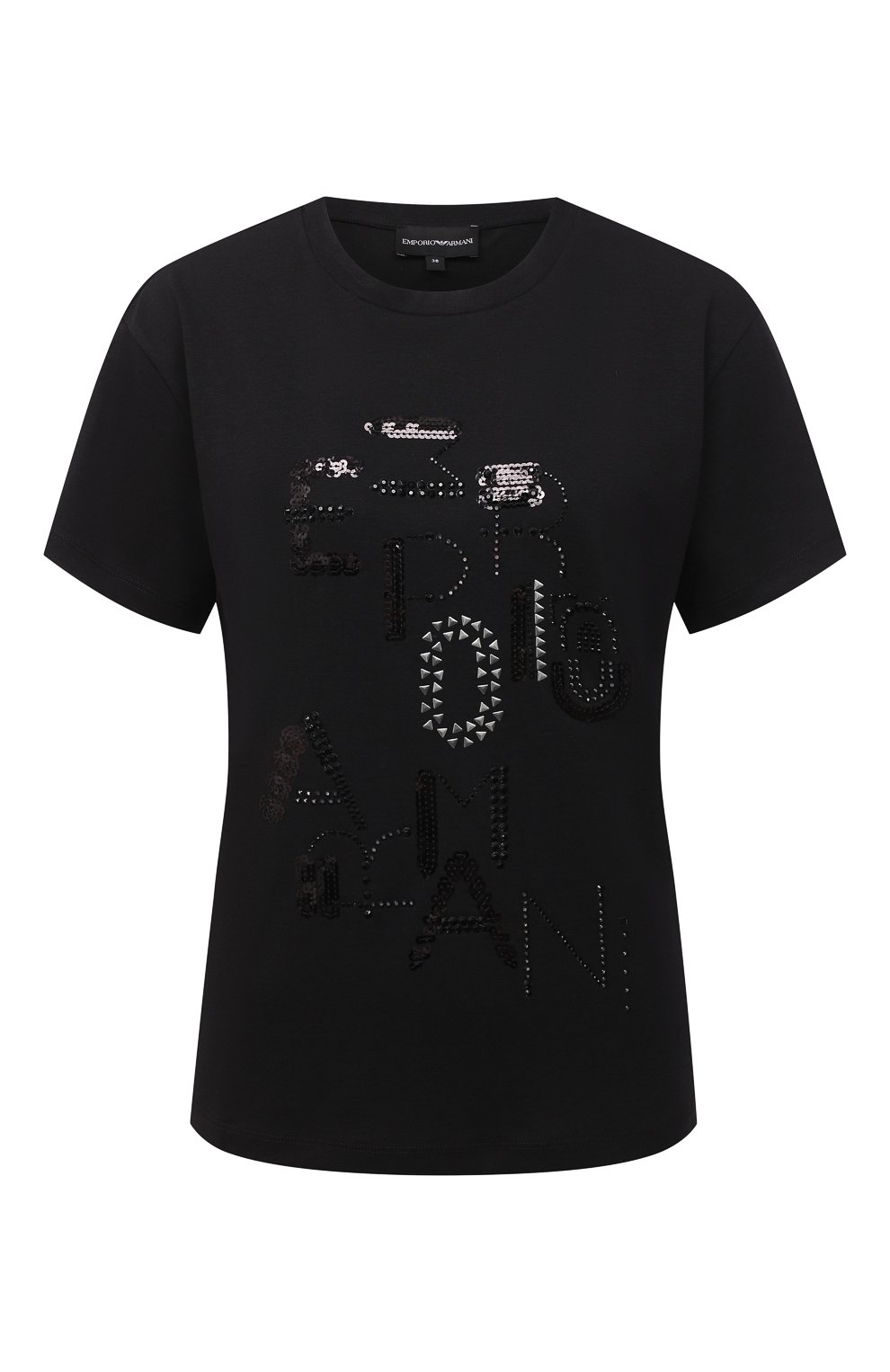 Футболка EMPORIO ARMANI черного цвета по цене 28900 руб., арт. 6H2T7R/2J4CZ, фото 1 Футболка EMPORIO ARMANI, арт. 6H2T7R/2J4CZ, фото 1