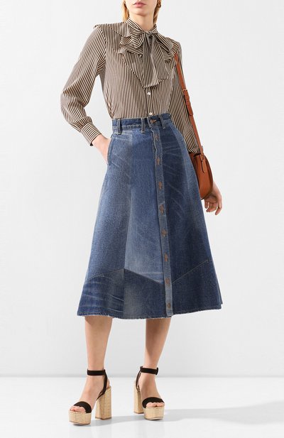 Шелковая блузка CELINE бежевого цвета по цене 170500 руб., арт. 2B213104J, фото 2 Шелковая блузка CELINE, арт. 2B213104J, фото 2