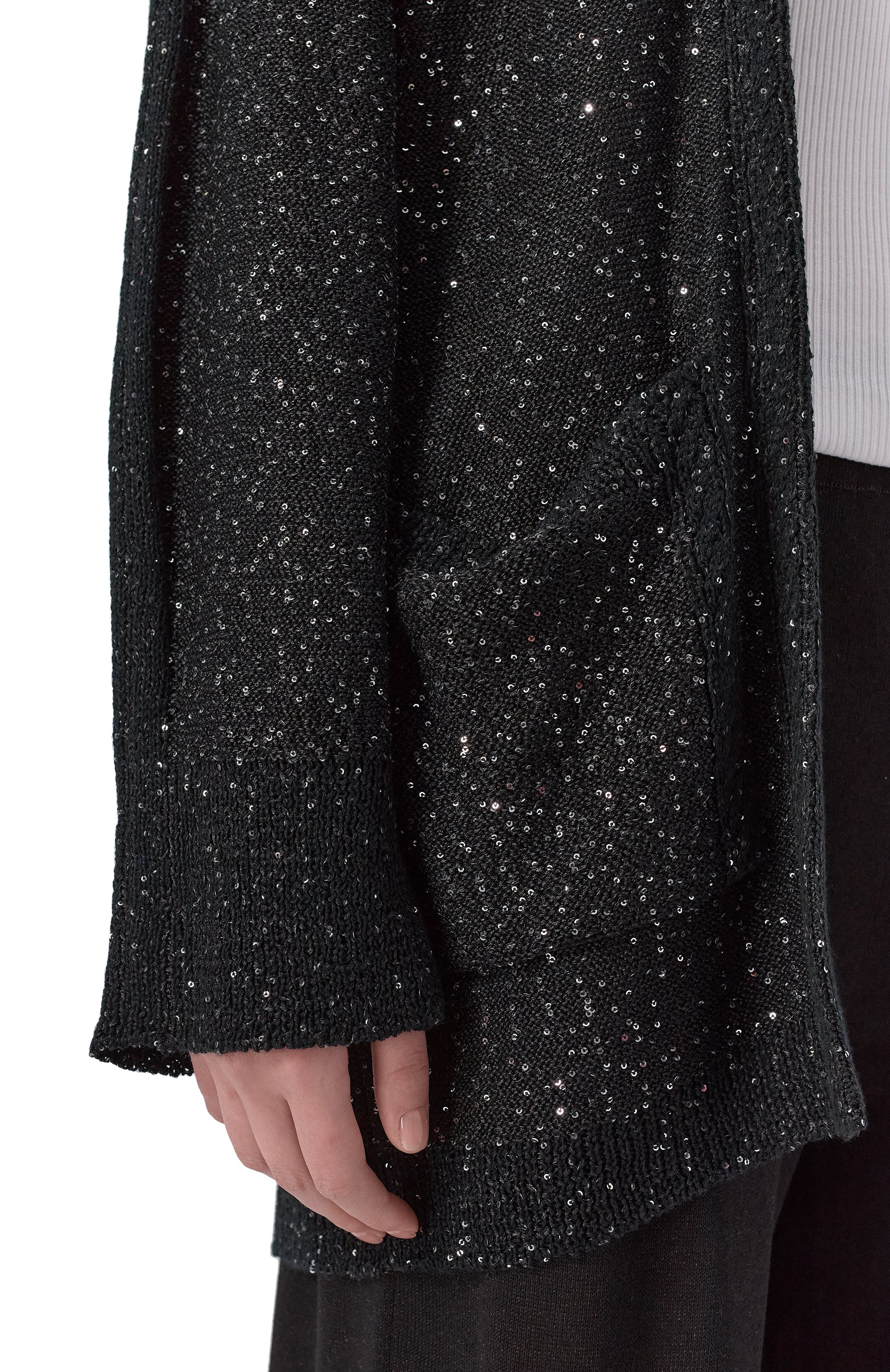 Кардиган с отделкой пайетками FREEAGE черного цвета по цене 38060 руб., арт. S26.CR109P.1889.900, фото 5 Кардиган с отделкой пайетками FREEAGE, арт. S26.CR109P.1889.900, фото 5