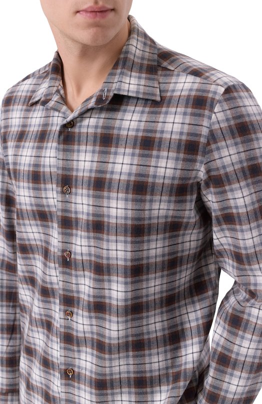 Хлопковая рубашка Giampaolo 608/TS43332 Коричневый  608/TS43332 Фото 5