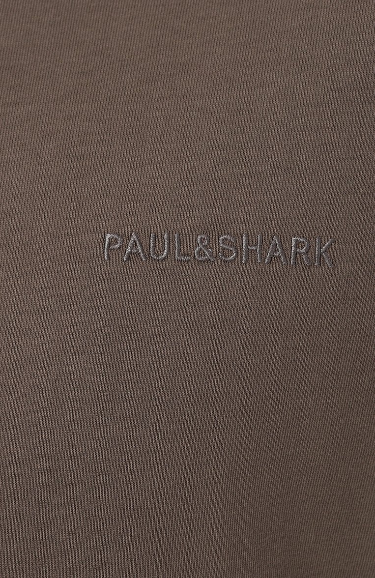 Мужская хлопковая футболка PAUL&SHARK темно-коричневого цвета, арт. 14311616/661 | Фото 5 (Материал внешний: Хлопок; Длина (для топов): Стандартные; Материал сплава: Проставлено; Рукава: Короткие; Драгоценные камни: Проставлено; Принт: Без принта; Стили: Кэжуэл)