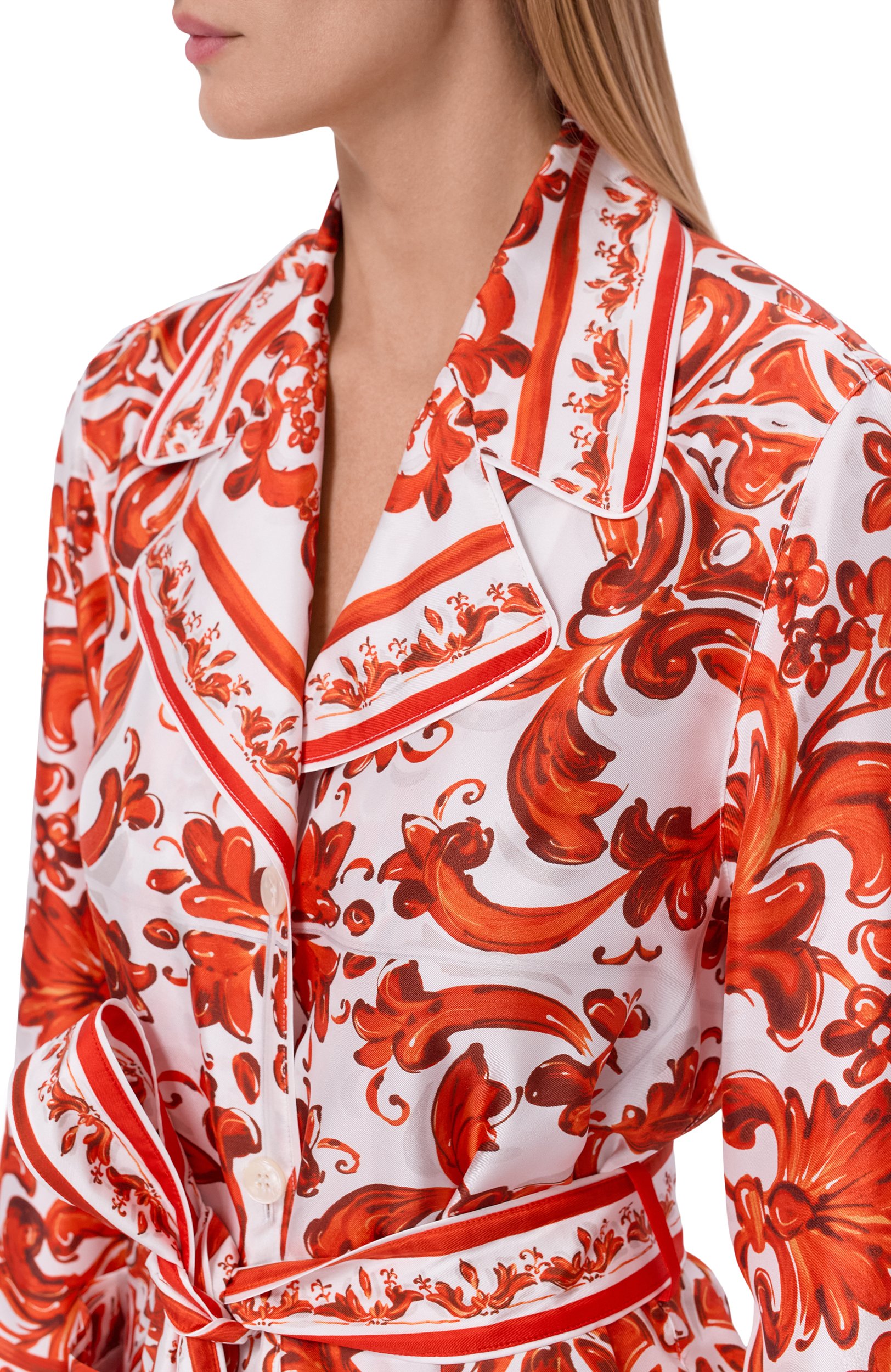 Шелковая рубашка DOLCE & GABBANA оранжевого цвета по цене 309000 руб., арт. F5Q03T/GDDRE, фото 5 Шелковая рубашка DOLCE & GABBANA, арт. F5Q03T/GDDRE, фото 5