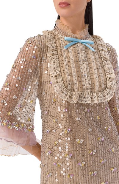 Платье с отделкой пайетками и бисером VALENTINO, арт. 7B3VADR8/1ED, фото 4