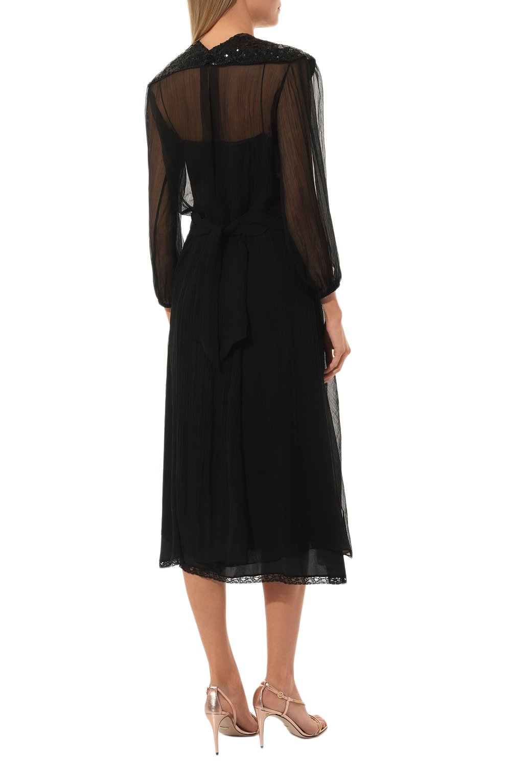 Шелковое платье GUCCI черного цвета по цене 717120 руб., арт. 652694 ZAGU3, фото 4 Шелковое платье GUCCI, арт. 652694 ZAGU3, фото 4