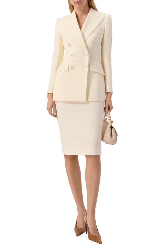 Шерстяной жакет Dolce & Gabbana F29QFT/FUBGC Кремовый  F29QFT/FUBGC Фото 2