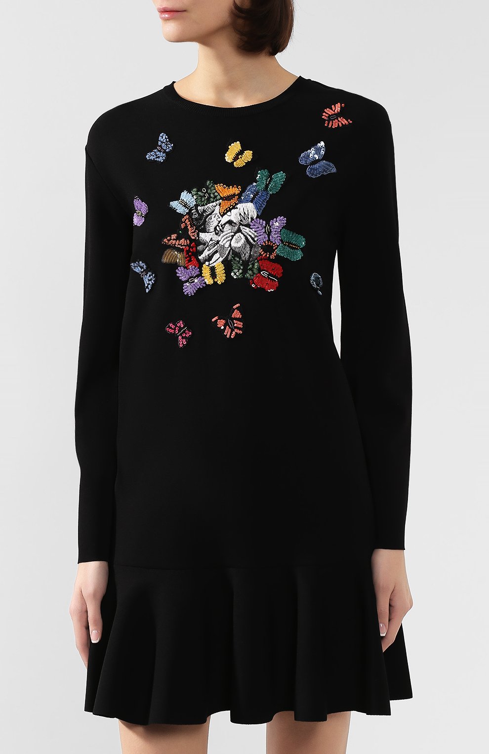 Платье из вискозы VALENTINO черного цвета по цене 376500 руб., арт. SB0KDA48500, фото 3 Платье из вискозы VALENTINO, арт. SB0KDA48500, фото 3