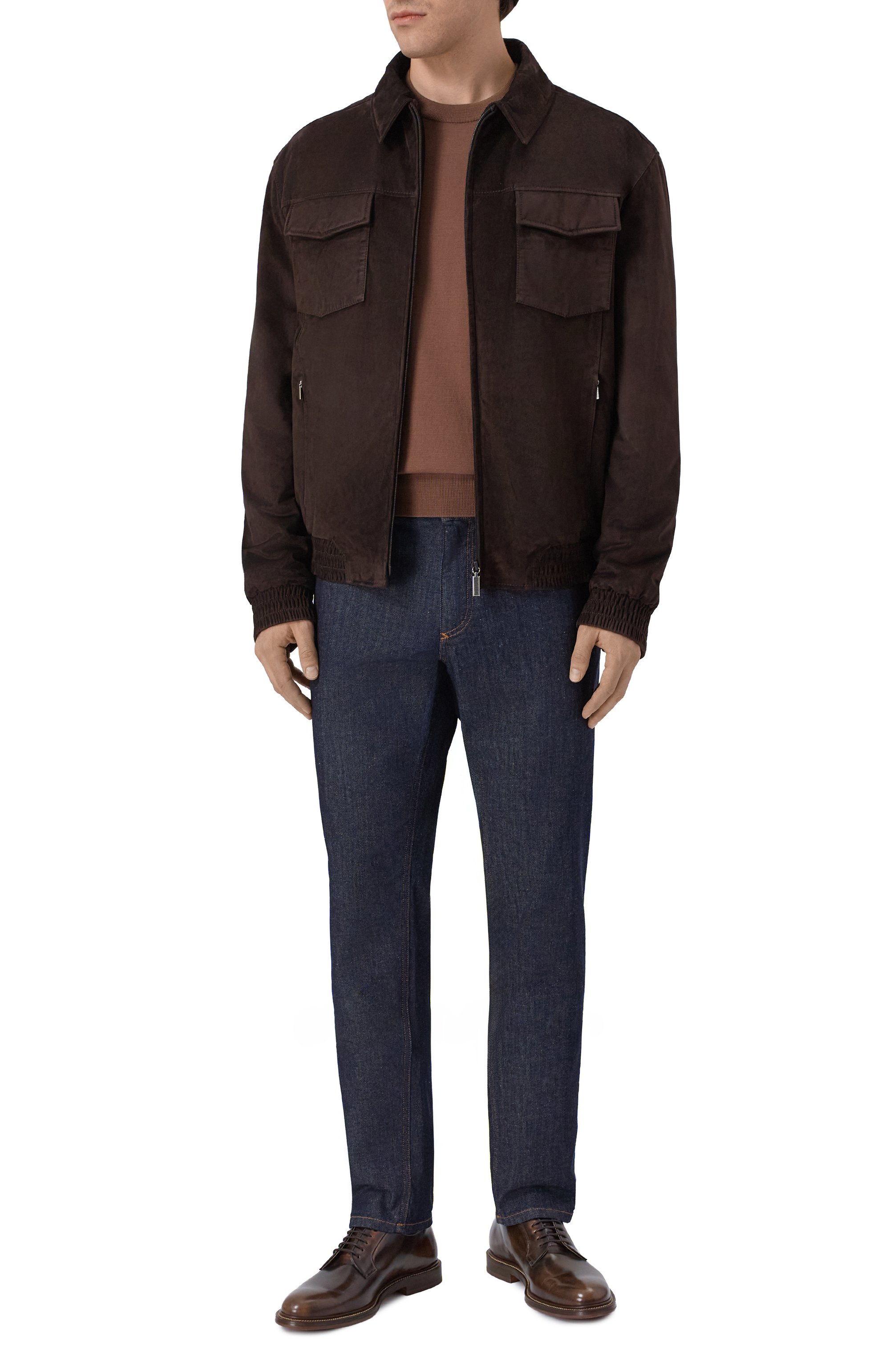 Хлопковый джемпер BRIONI коричневого цвета по цене 95100 руб., арт. UMR00L/PCK17, фото 2 Хлопковый джемпер BRIONI, арт. UMR00L/PCK17, фото 2