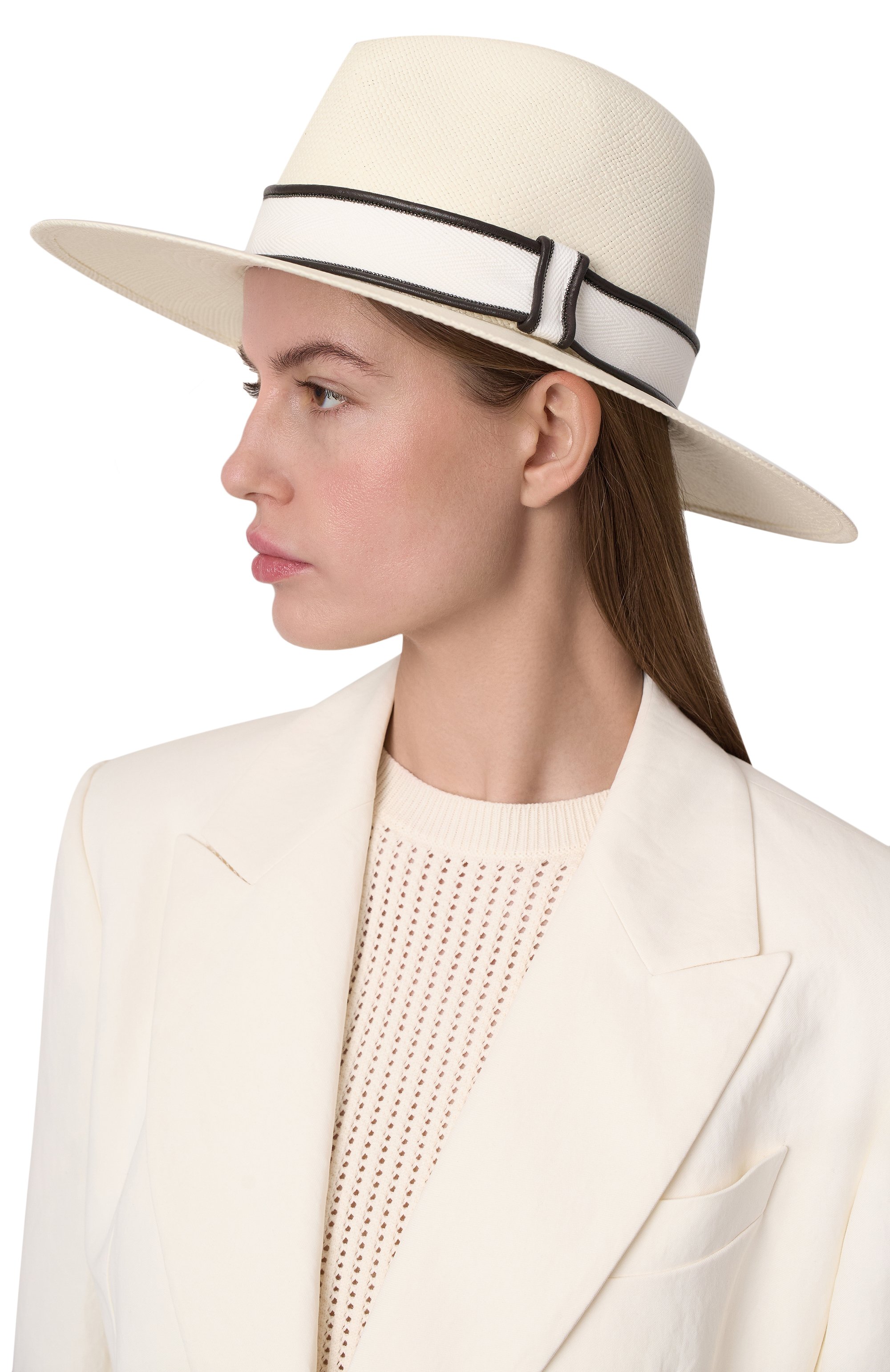 Соломенная шляпа BRUNELLO CUCINELLI молочного цвета по цене 120500 руб., арт. MCAP91013, фото 2 Соломенная шляпа BRUNELLO CUCINELLI, арт. MCAP91013, фото 2