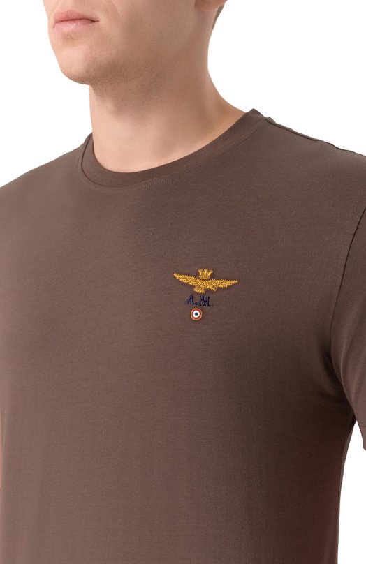 Хлопковая футболка Aeronautica Militare TS1580UJ00372_001 Коричневый  TS1580UJ00372_001 Фото 5