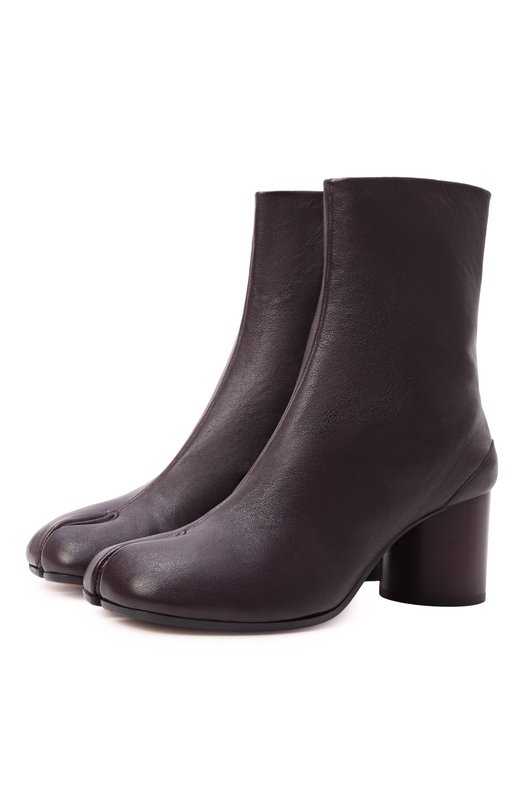 Кожаные ботильоны Tabi Maison Margiela S58WU0246/P3753 Коричневый S58WU0246/P3753