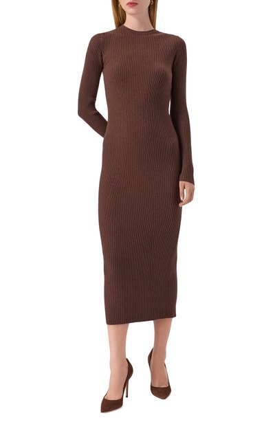 Платье PIETRO BRUNELLI коричневого цвета по цене 19950 руб., арт. AGM059/VIM038, фото 3 Платье PIETRO BRUNELLI, арт. AGM059/VIM038, фото 3