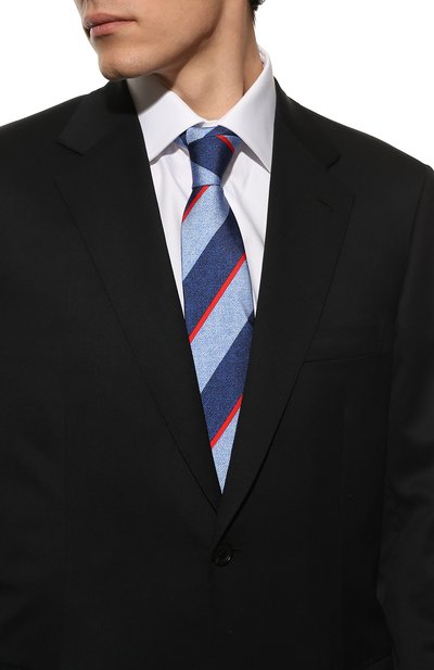 Шелковый галстук KITON синего цвета по цене 29350 руб., арт. UCRVKLC01H86, фото 2 Шелковый галстук KITON, арт. UCRVKLC01H86, фото 2