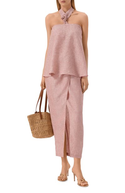 Льняной топ 12 STOREEZ розового цвета по цене 13000 руб., арт. 138068, фото 2 Льняной топ 12 STOREEZ, арт. 138068, фото 2