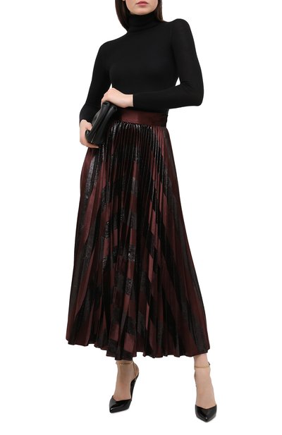 Плиссированная юбка DOLCE & GABBANA темно-коричневого цвета по цене 150500 руб., арт. F4BYVT/FUVKZ, фото 2 Плиссированная юбка DOLCE & GABBANA, арт. F4BYVT/FUVKZ, фото 2