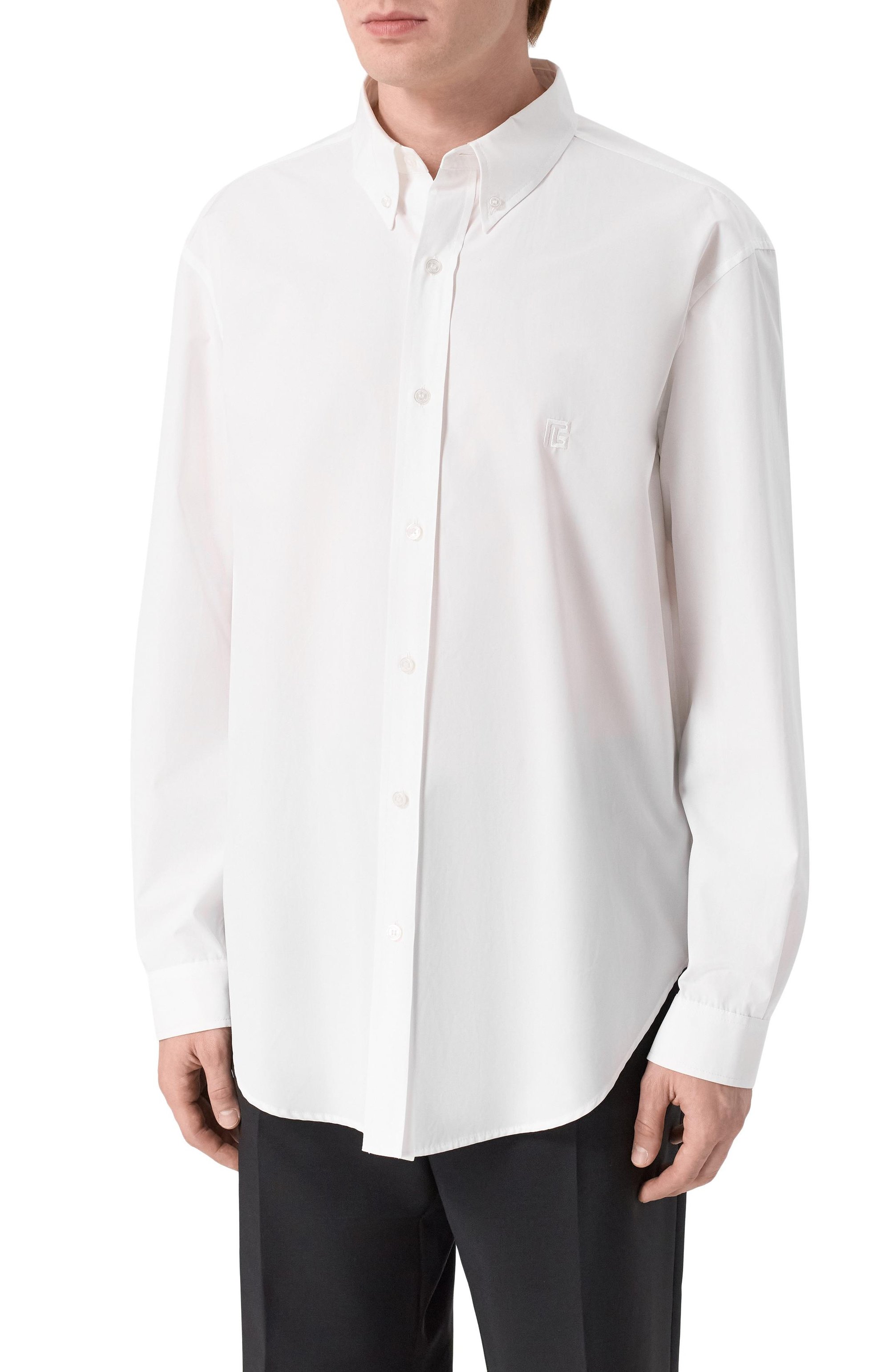Хлопковая рубашка BALMAIN белого цвета по цене 85800 руб., арт. GH1HS496CG39, фото 3 Хлопковая рубашка BALMAIN, арт. GH1HS496CG39, фото 3