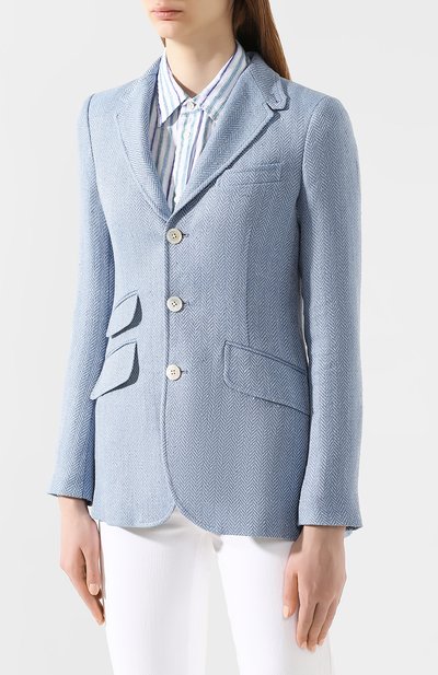 Жакет из смеси льна и шелка POLO RALPH LAUREN синего цвета по цене 72600 руб., арт. 211780939, фото 3 Жакет из смеси льна и шелка POLO RALPH LAUREN, арт. 211780939, фото 3