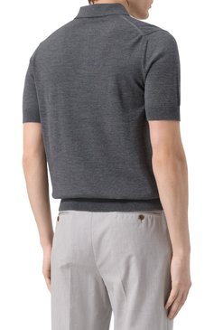 Мужское шерстяное поло DOLCE & GABBANA темно-серого цвета, арт. GX038T/JCVC7 | Фото 4 (Рукава: Короткие; Длина (для топов): Стандартные; Материал сплава: Проставлено; Материал внешний: Шерсть; Драгоценные камни: Проставлено; Застежка: Пуговицы; Стили: Кэжуэл; Принт: Без принта; Кросс-КТ: Трикотаж)