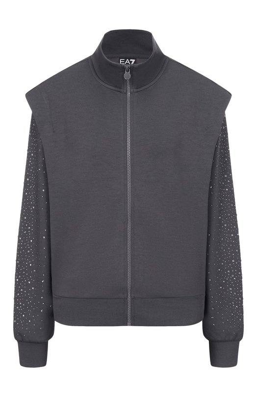 Толстовка с отделкой стразами EA7 7W001016/AF24375 Серый 7W001016/AF24375