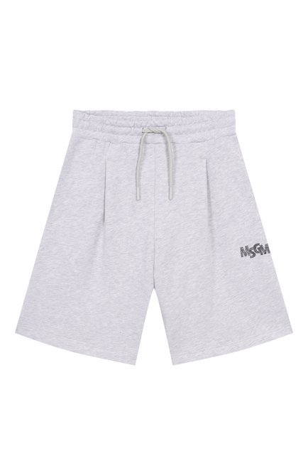 Детские хлопковые шорты MSGM KIDS светло-серого цвета, арт. S5MSJBBE275 | Фото 1 (Нос: Не проставлено; Материал внешний: Хлопок; Материал сплава: Проставлено)