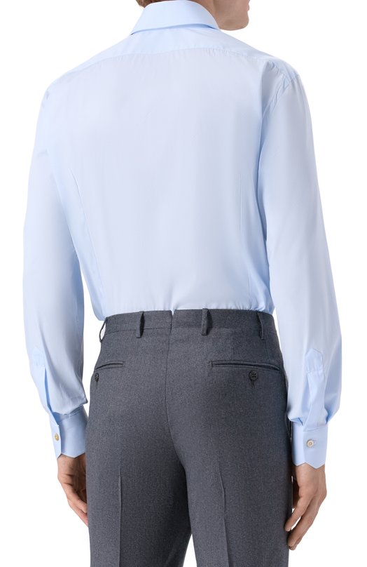 Хлопковая сорочка Kiton UCCH0943204 Голубой  UCCH0943204 Фото 4