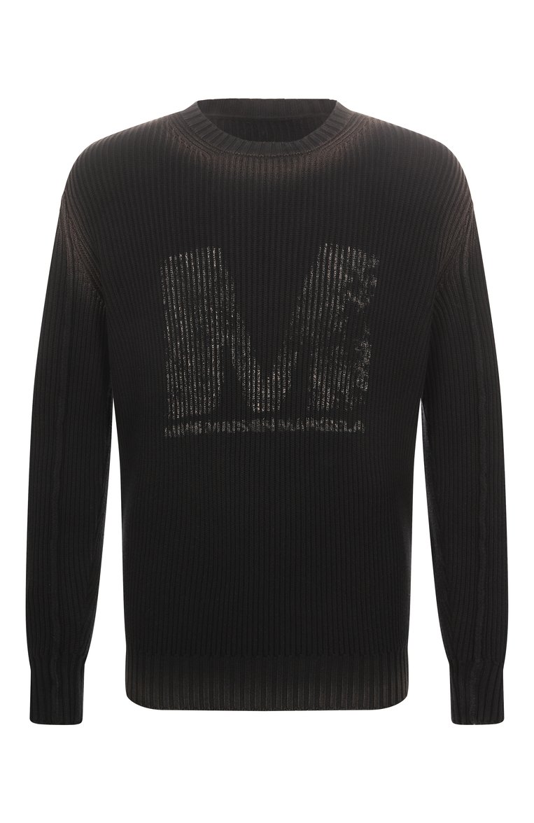 Мужской хлопковый свитер MM6 черного цвета, арт. SH0HL0024/M13079 | Фото 1 (Рукава: Длинные; Длина (для топов): Стандартные; Материал внешний: Хлопок; М�ужское Кросс-КТ: Свитер-одежда; Принт: С принтом; Стили: Гранж)