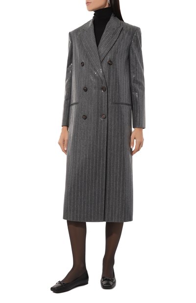 Шерстяное пальто с отделкой пайетками BRUNELLO CUCINELLI, арт. ME2089827, фото 3