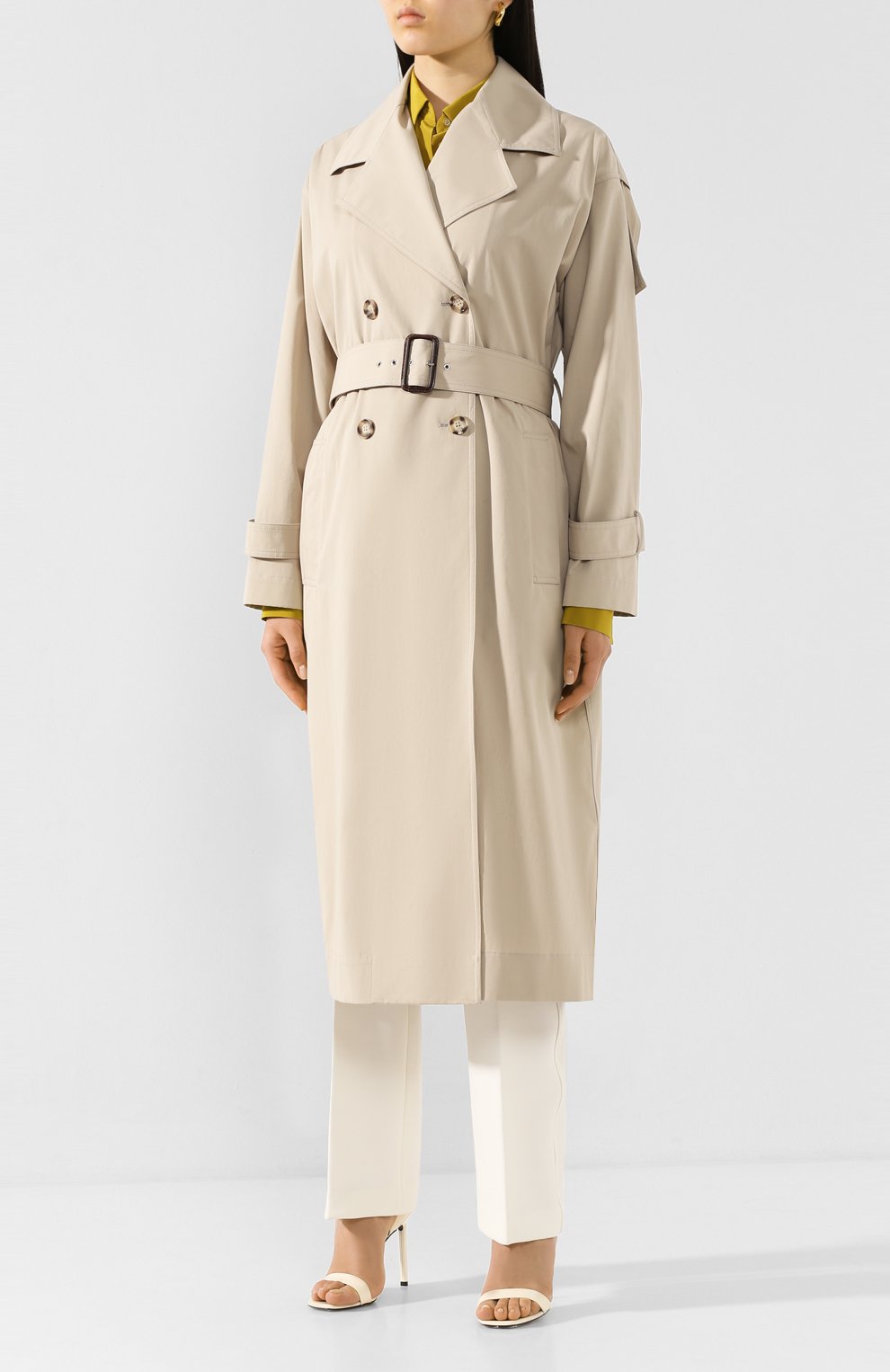 Хлопковый тренч VICTORIA BECKHAM бежевого цвета по цене 179500 руб., арт. 1220WCT001085A, фото 3 Хлопковый тренч VICTORIA BECKHAM, арт. 1220WCT001085A, фото 3