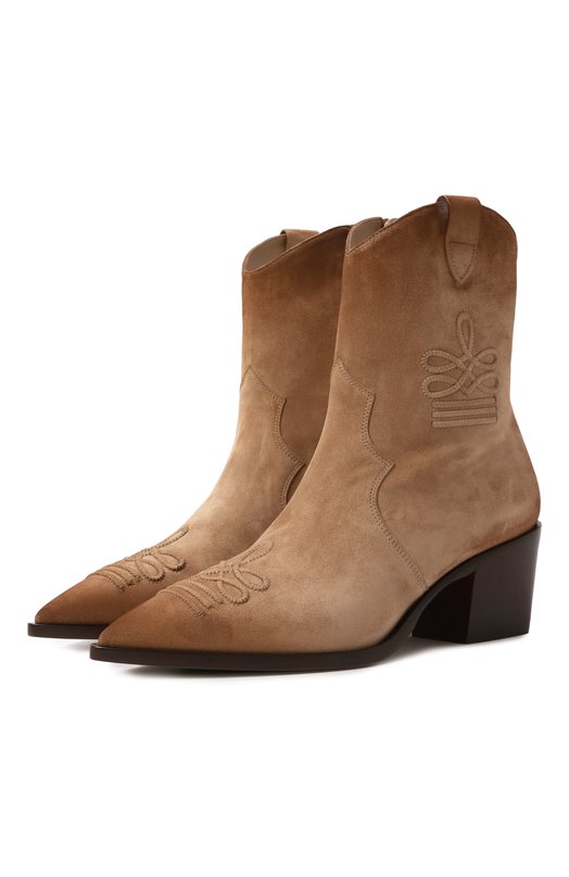 Замшевые ботильоны Santoni WT0G71985BJ2SWYU Бежевый WT0G71985BJ2SWYU