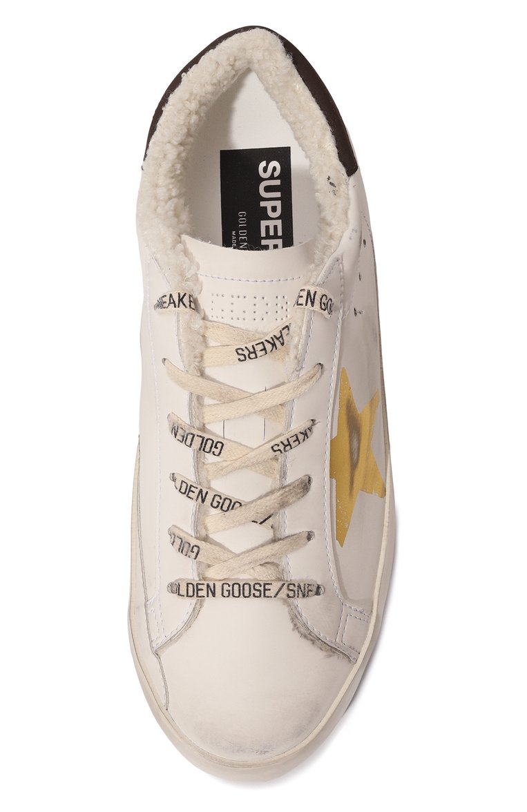 Женские кеды super star GOLDEN GOOSE DELUXE BRAND белого цвета, арт. GWF00498.F004780 | Фото 6 (Материал внешний: Экокожа; Подошва: Платформа; Материал сплава: Проставлено; Материал утеплителя: Без утеплителя; Материал внутренний: Текстиль; Драгоценные камни: Проставлено; Стили: Кэжуэл)