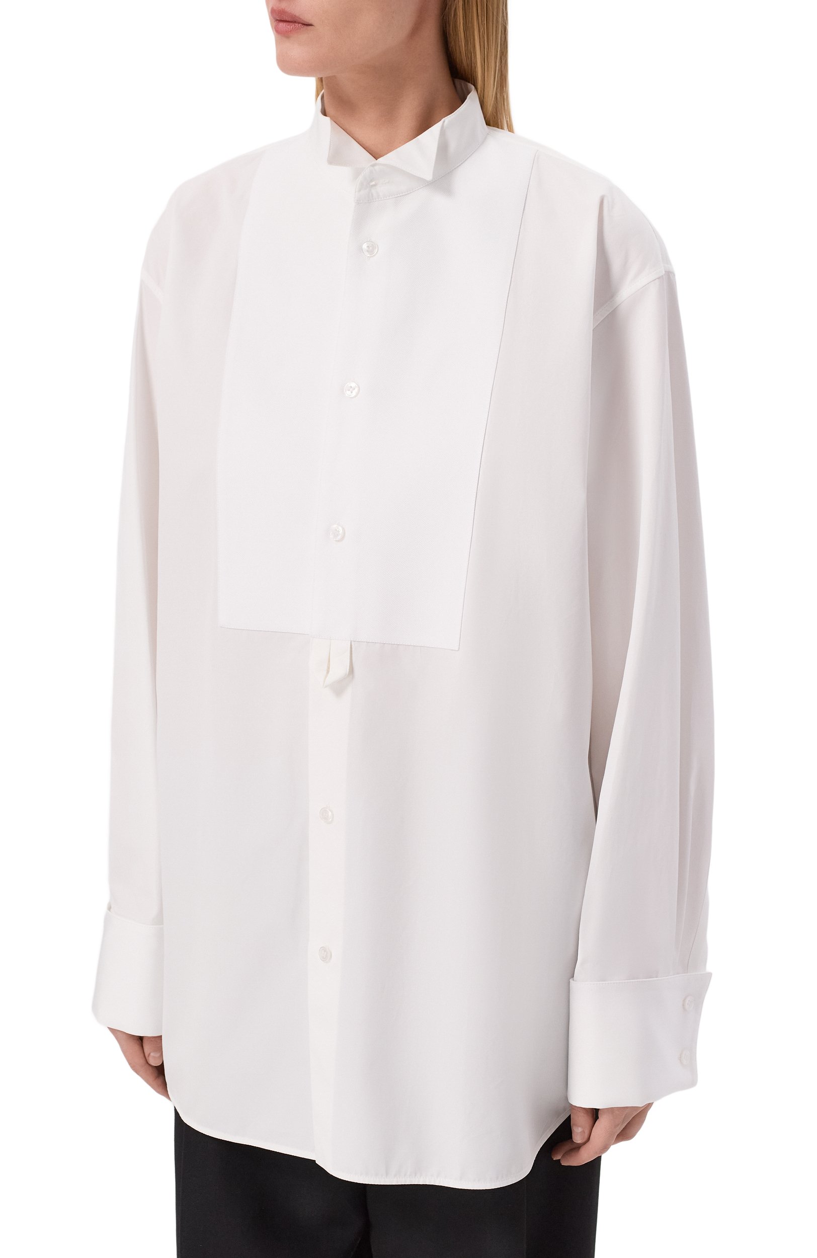 Хлопковая рубашка SAINT LAURENT белого цвета по цене 183500 руб., арт. 870737/Y9J21, фото 3 Хлопковая рубашка SAINT LAURENT, арт. 870737/Y9J21, фото 3