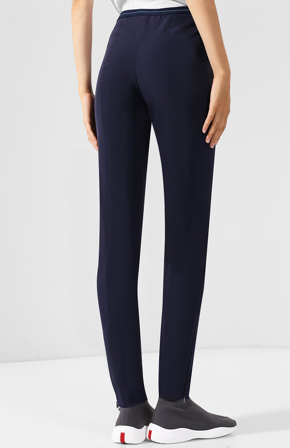 Однотонные брюки с эластичным поясом и логотипом бренда PRADA, арт. P255B-G39-F0124, фото 4